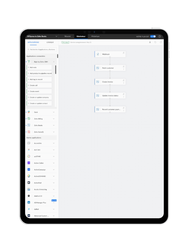 sukellos configuration webhook zoho flow